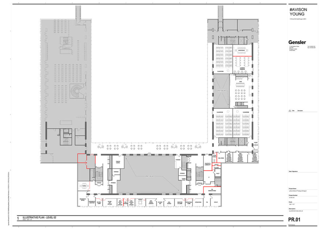 Map of the areas LSTC is leasing back on floor 2. A large portion of the south and east wings is highlighted