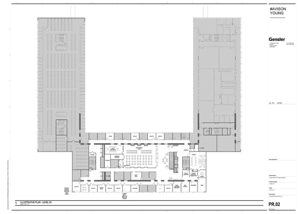 Map of the areas LSTC is leasing back on floor 3. A large portion of the south and wing is highlighted