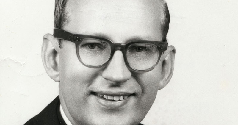 Old black and white headshot of Pastor Brodeen