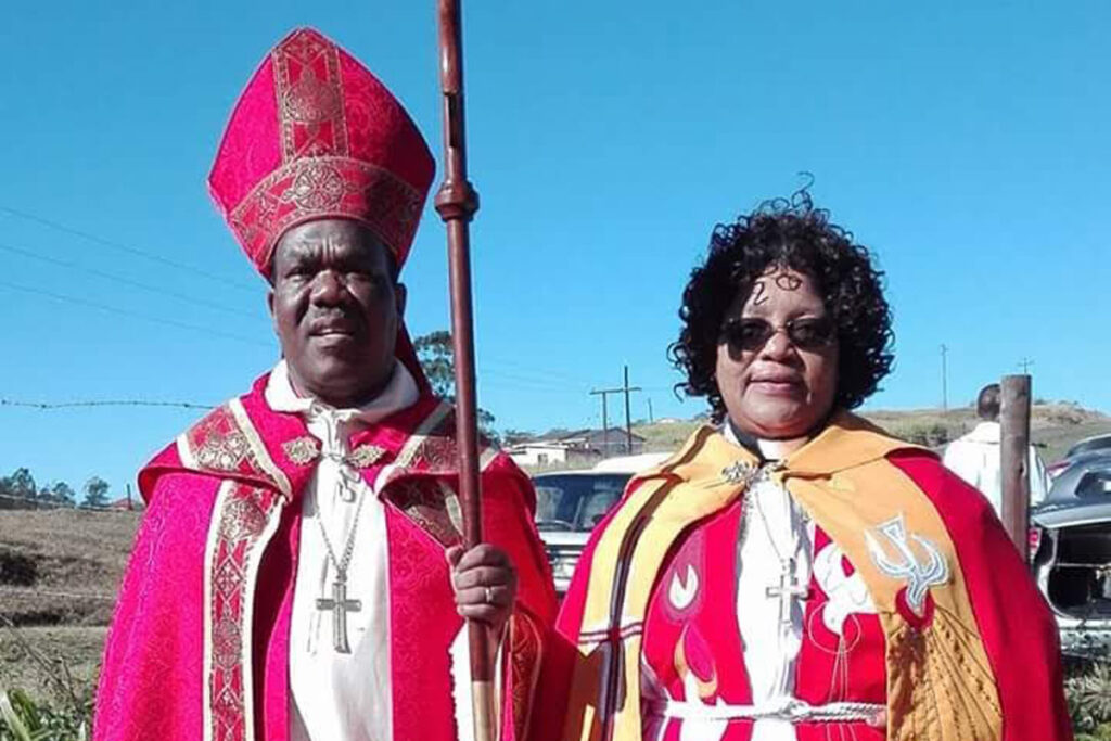 Bishop Paulos Phembukuthula Buthelezi of the Evangelical Lutheran Church of Southern
Africa (ELCSA) and his spouse Gretta