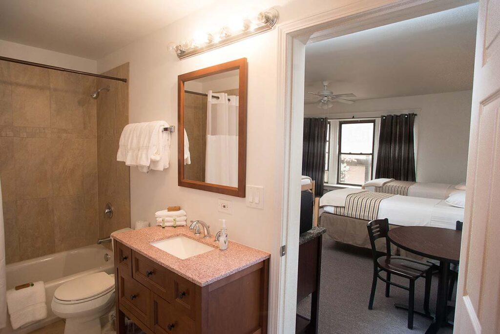 A bathroom in LSTC guest housing.