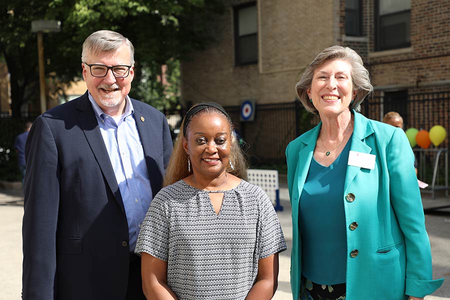 LSTC President Jim Nieman, LSTC Marketing Director Keisha Dyson, and CTA President Barbara E. Reid posing at the Better Together event.