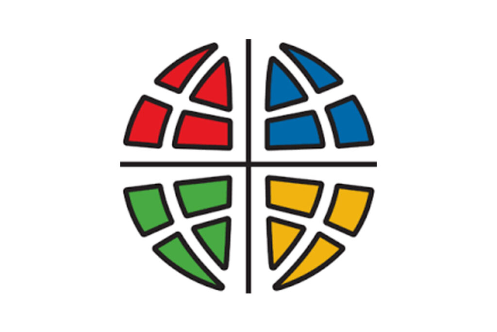 The logo for the Evangelical Lutheran Church in America, made up of a globe in four colors with a cross in the middle.