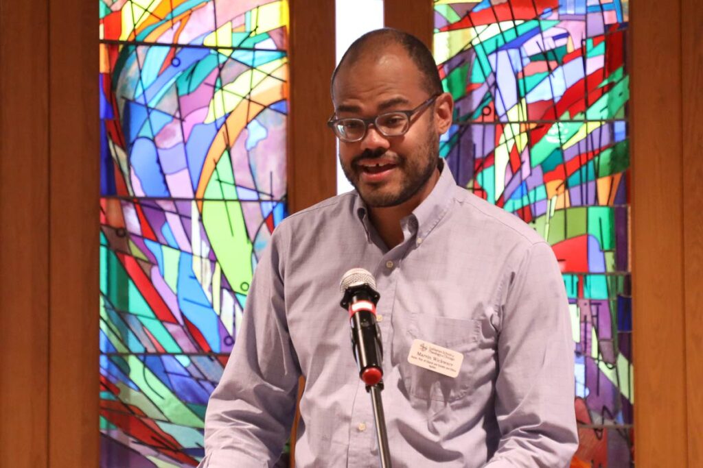 Marvin Wickware speaking in the LSTC Chapel.