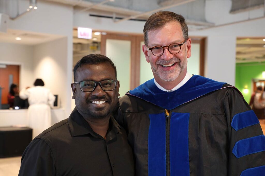 Rev. Chris Scharen with LSTC student Immanuel Paul Vivekanandh Karunakaran.