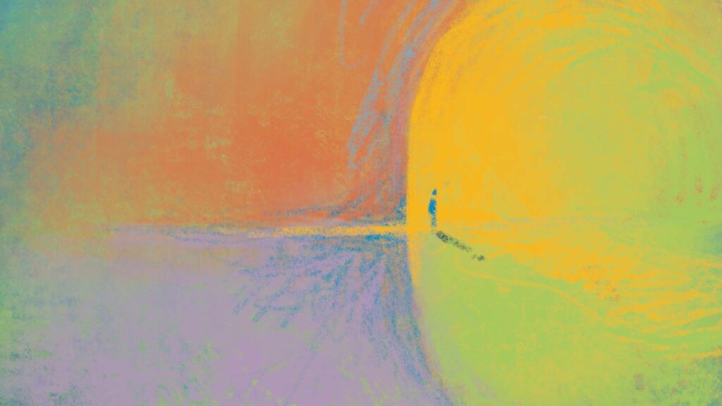 Bright, colorful artwork by Ann Gerondelis from the cover of the LSTC commencement program.