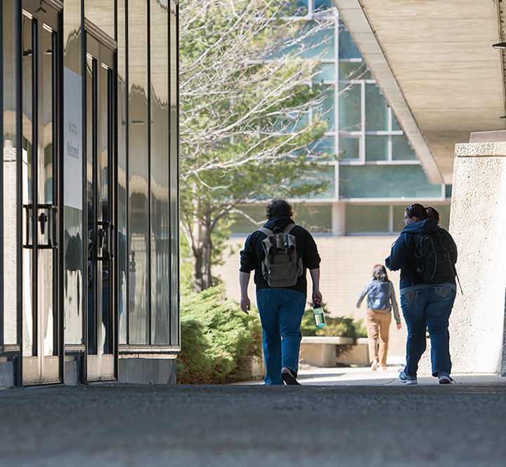 Students walking on campus.