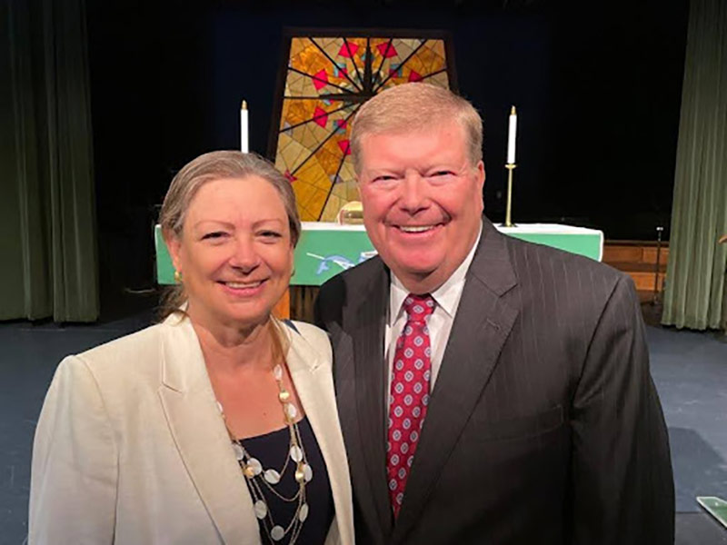 John Kotovsky and his wife, Elaine, at the retirement service honoring his work with Lutheran Senior Services.