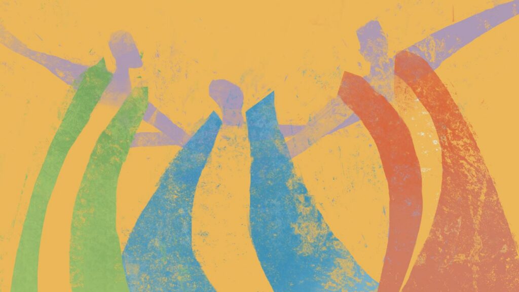 Bright, colorful artwork from the cover of the LSTC commencement program.