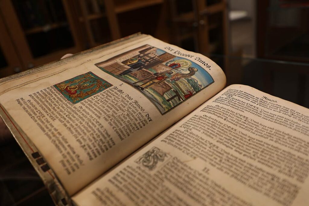 An illuminated manuscript in LSTC's Rare Book Room.
